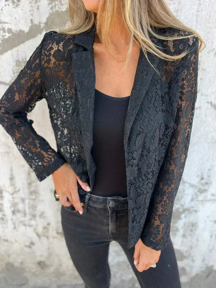 Mirla | Elegant spetsblå jacka i slim fit-Eva Jonsson
