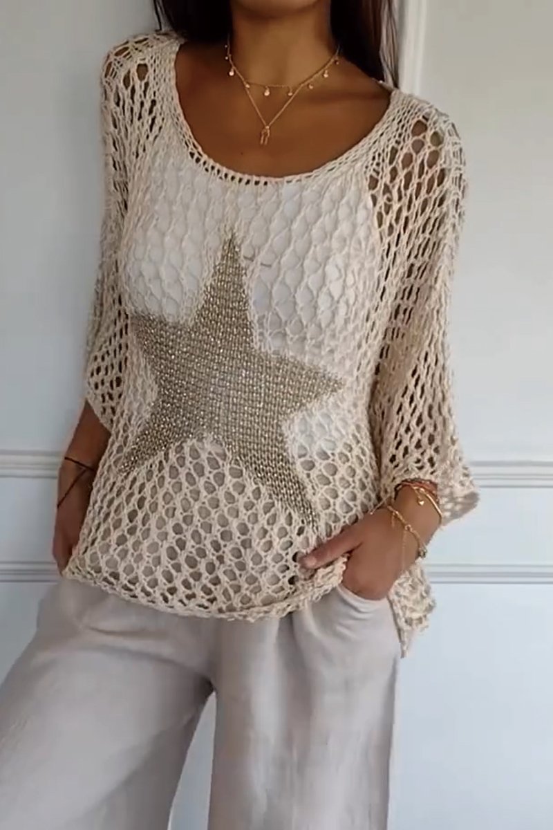 Mirla | Elegant stickad tröja med stjärndesign för kvinnor-Eva Jonsson