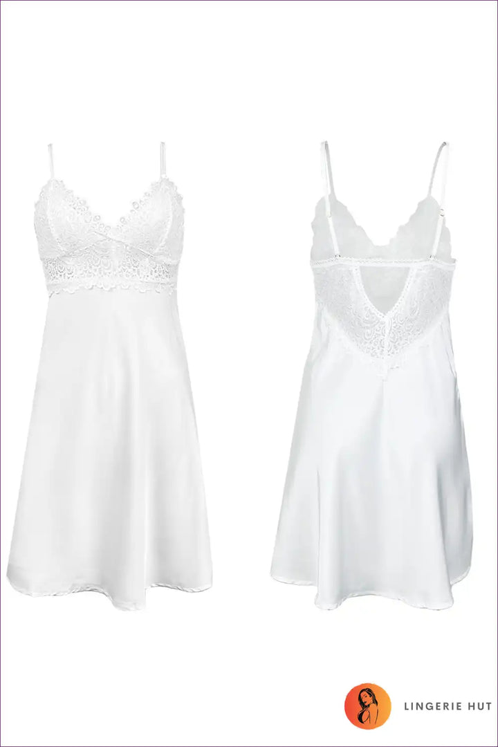 Mirla | Elegant vit satin nattklänning - bröllopsunderkläder-Eva Jonsson