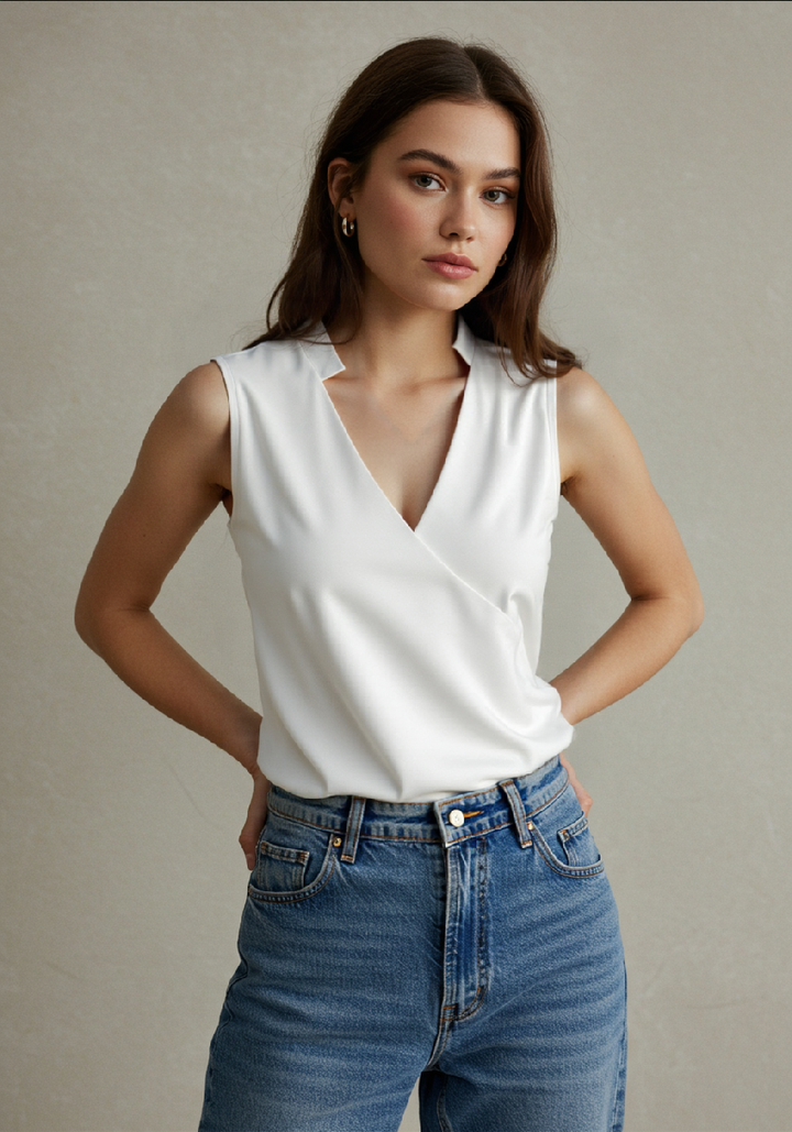 Mirla | Eleganta Ärmlösa Enfärgade Topp-Eva Jonsson