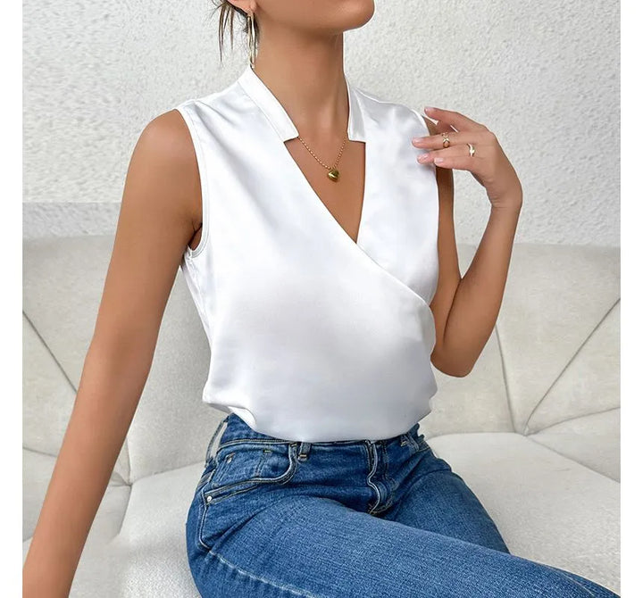 Mirla | Eleganta Ärmlösa Enfärgade Topp-Eva Jonsson