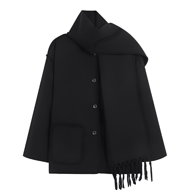 Mirla | Eleganta, Löst Skurna Damulljacka med Scarf-Eva Jonsson