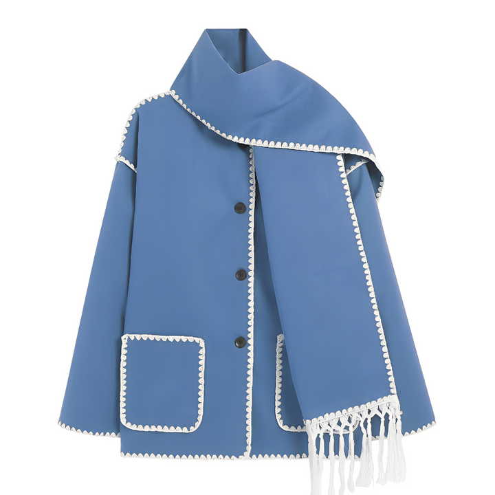 Mirla | Eleganta, Löst Skurna Damulljacka med Scarf-Eva Jonsson