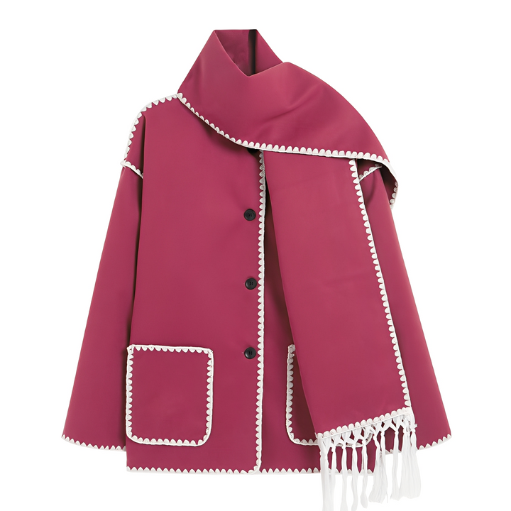 Mirla | Eleganta, Löst Skurna Damulljacka med Scarf-Eva Jonsson