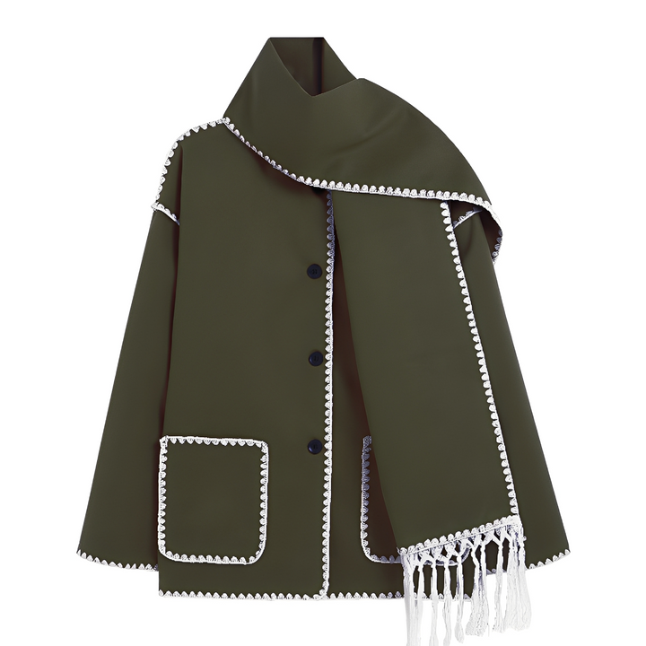Mirla | Eleganta, Löst Skurna Damulljacka med Scarf-Eva Jonsson