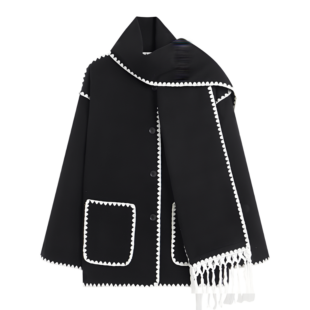 Mirla | Eleganta, Löst Skurna Damulljacka med Scarf-Eva Jonsson