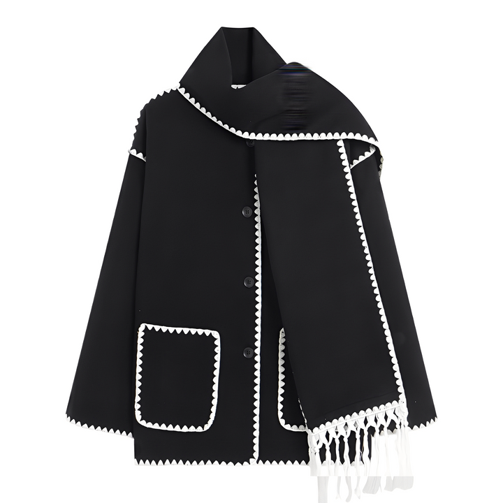 Mirla | Eleganta, Löst Skurna Damulljacka med Scarf-Eva Jonsson