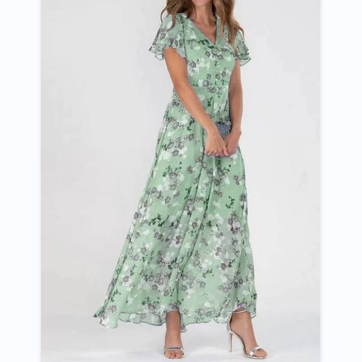 Mirla | Eleganta blommor-maxiklänning för kvinnor-Eva Jonsson