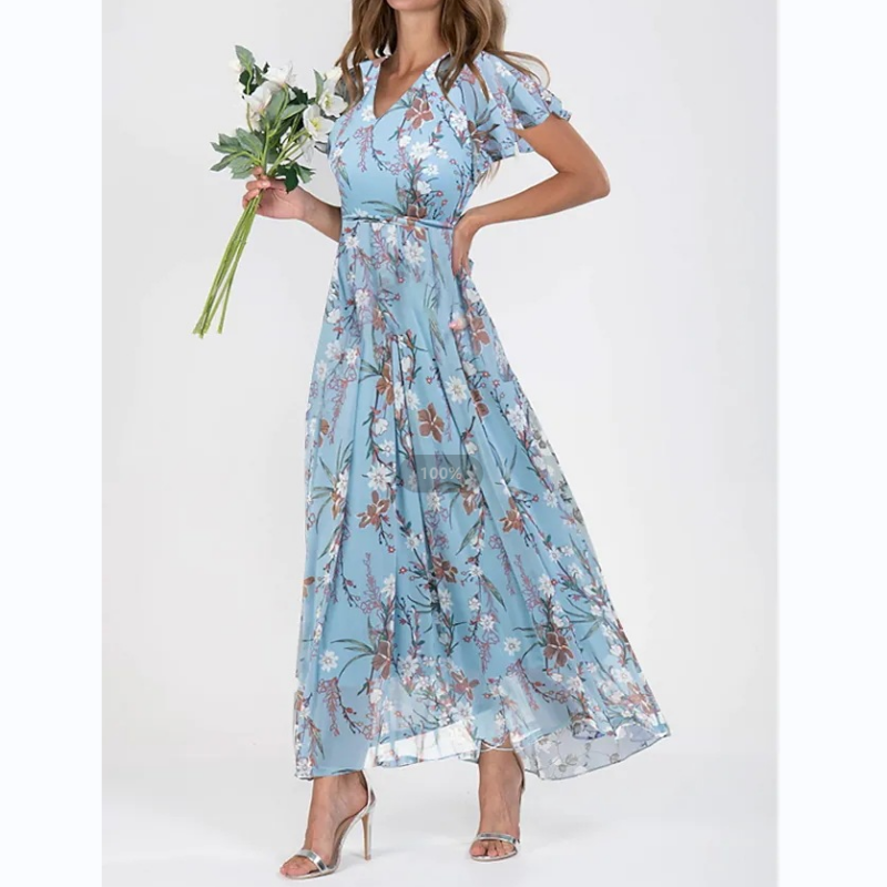 Mirla | Eleganta blommor-maxiklänning för kvinnor-Eva Jonsson