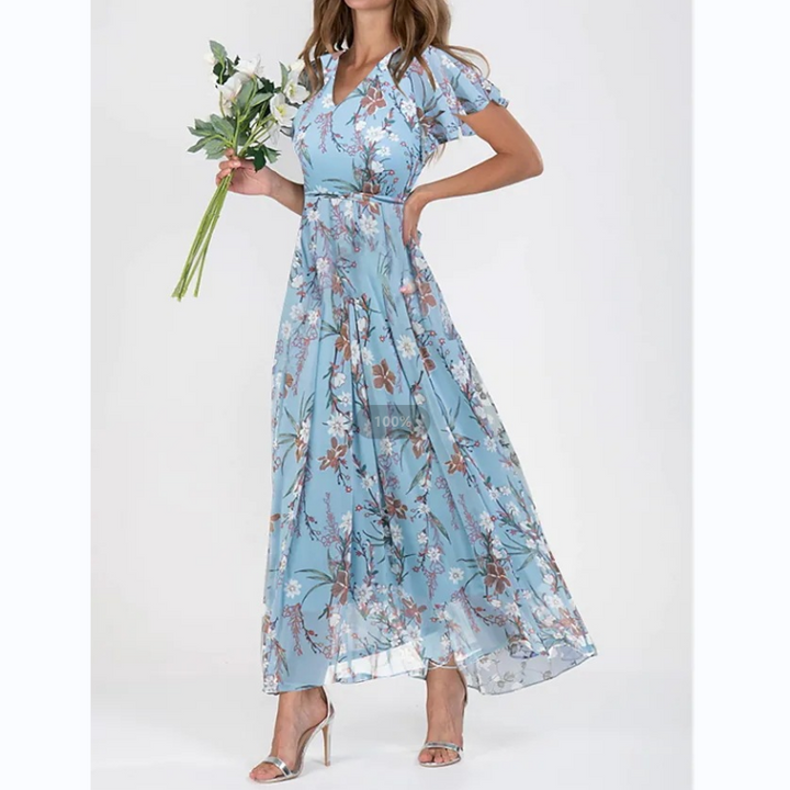 Mirla | Eleganta blommor-maxiklänning för kvinnor-Eva Jonsson