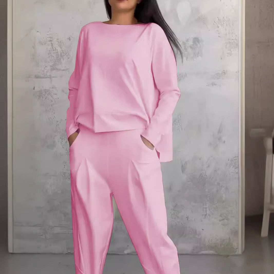 Mirla | Enfärgad Slim-Fit byxdress med rundad halsringning-Eva Jonsson