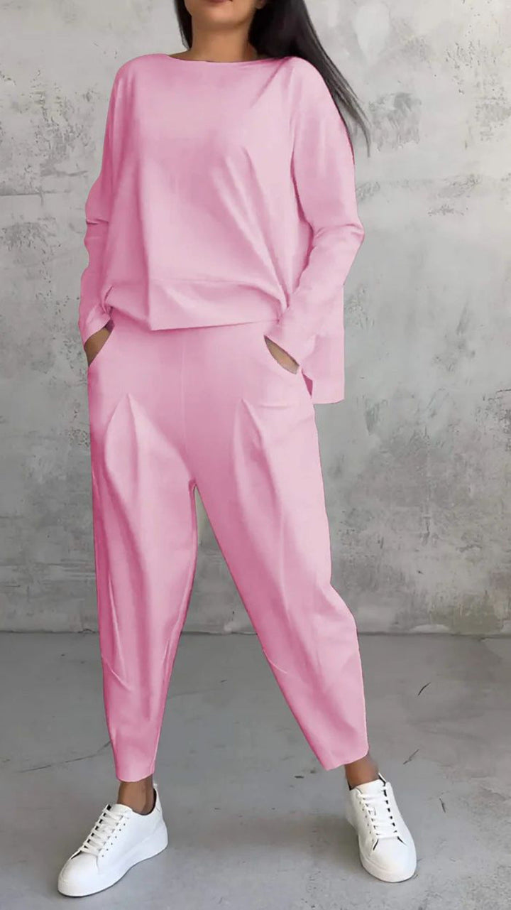 Mirla | Enfärgad Slim-Fit byxdress med rundad halsringning-Eva Jonsson