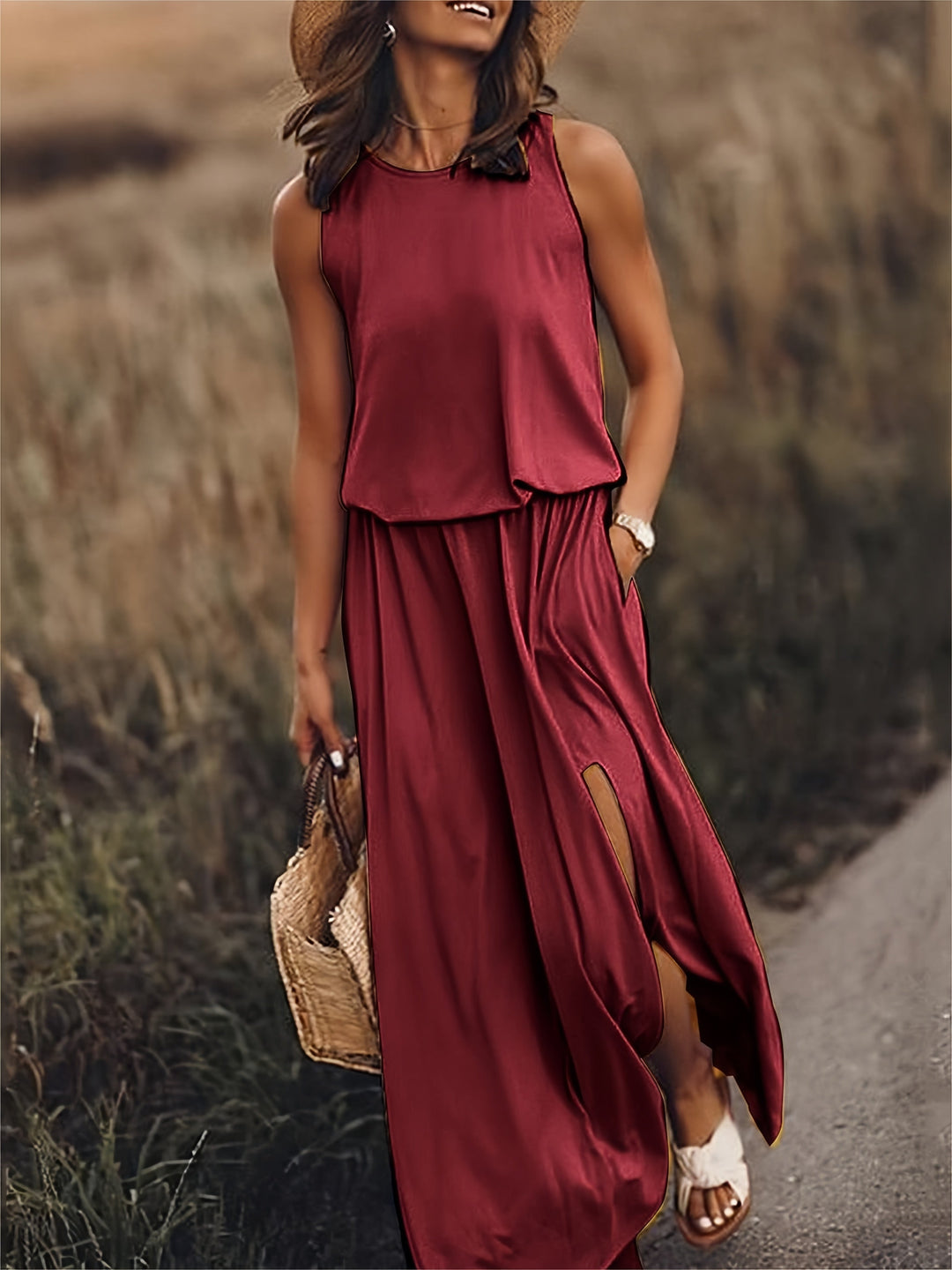 Mirla | Enkelt Boho Maxiklänning i Modal i Olika Färger-Eva Jonsson