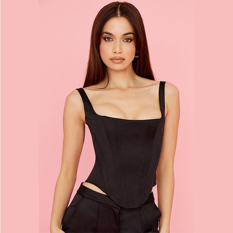 Mirla | Fairy Pink Satin Longline Korsett-Eva Jonsson