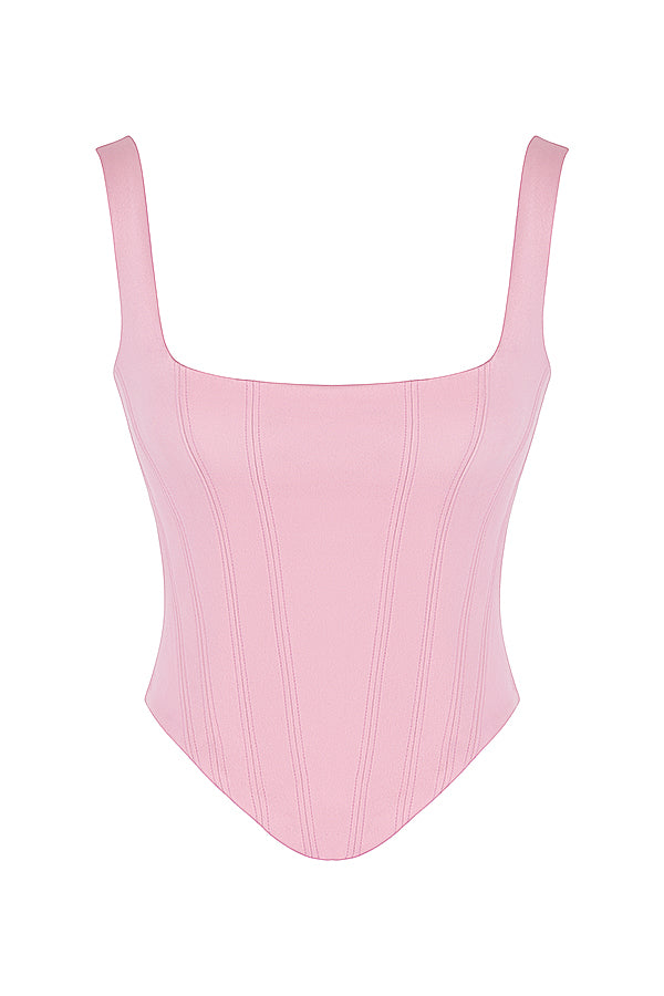 Mirla | Fairy Pink Satin Longline Korsett-Eva Jonsson