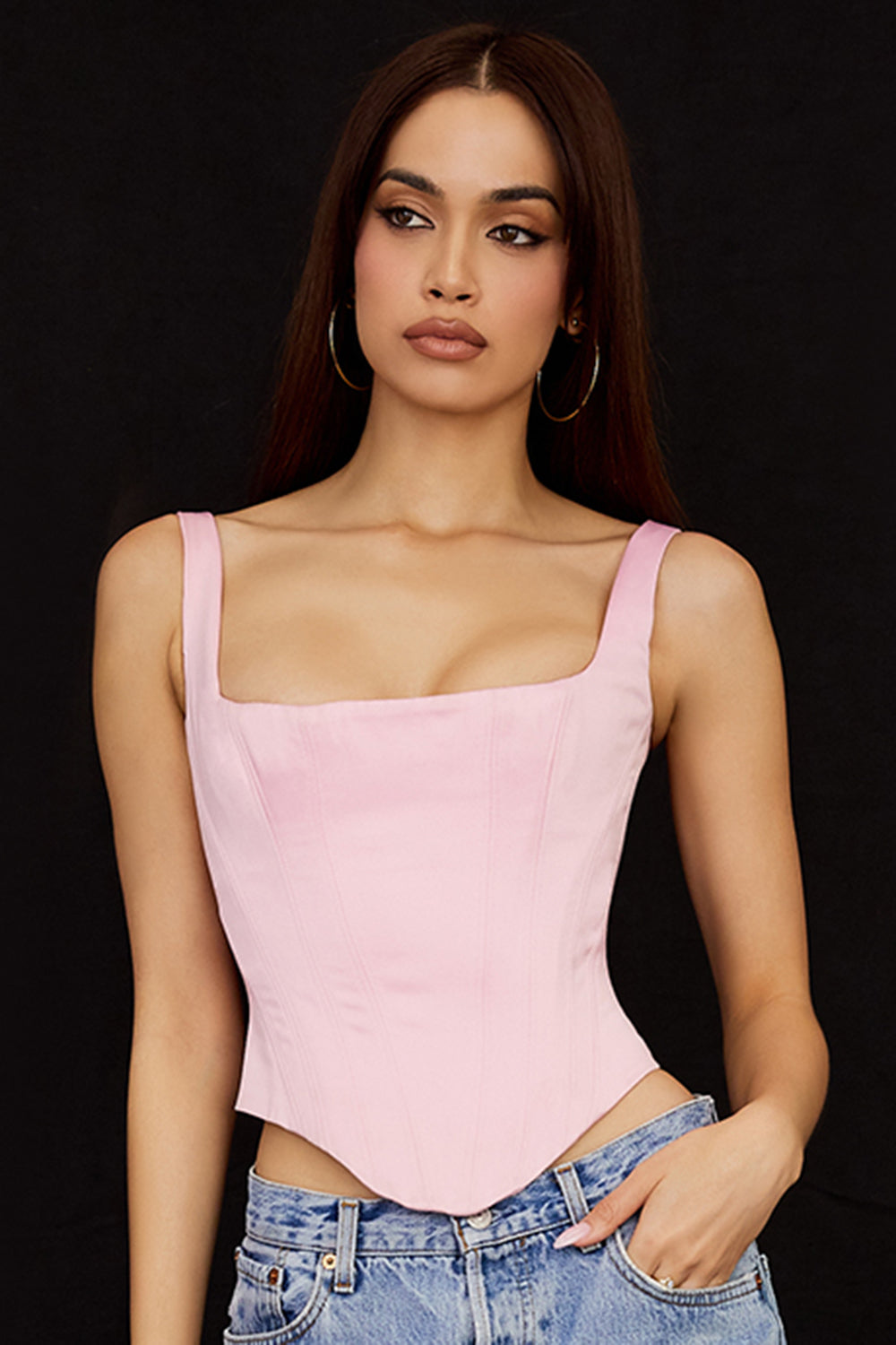 Mirla | Fairy Pink Satin Longline Korsett-Eva Jonsson