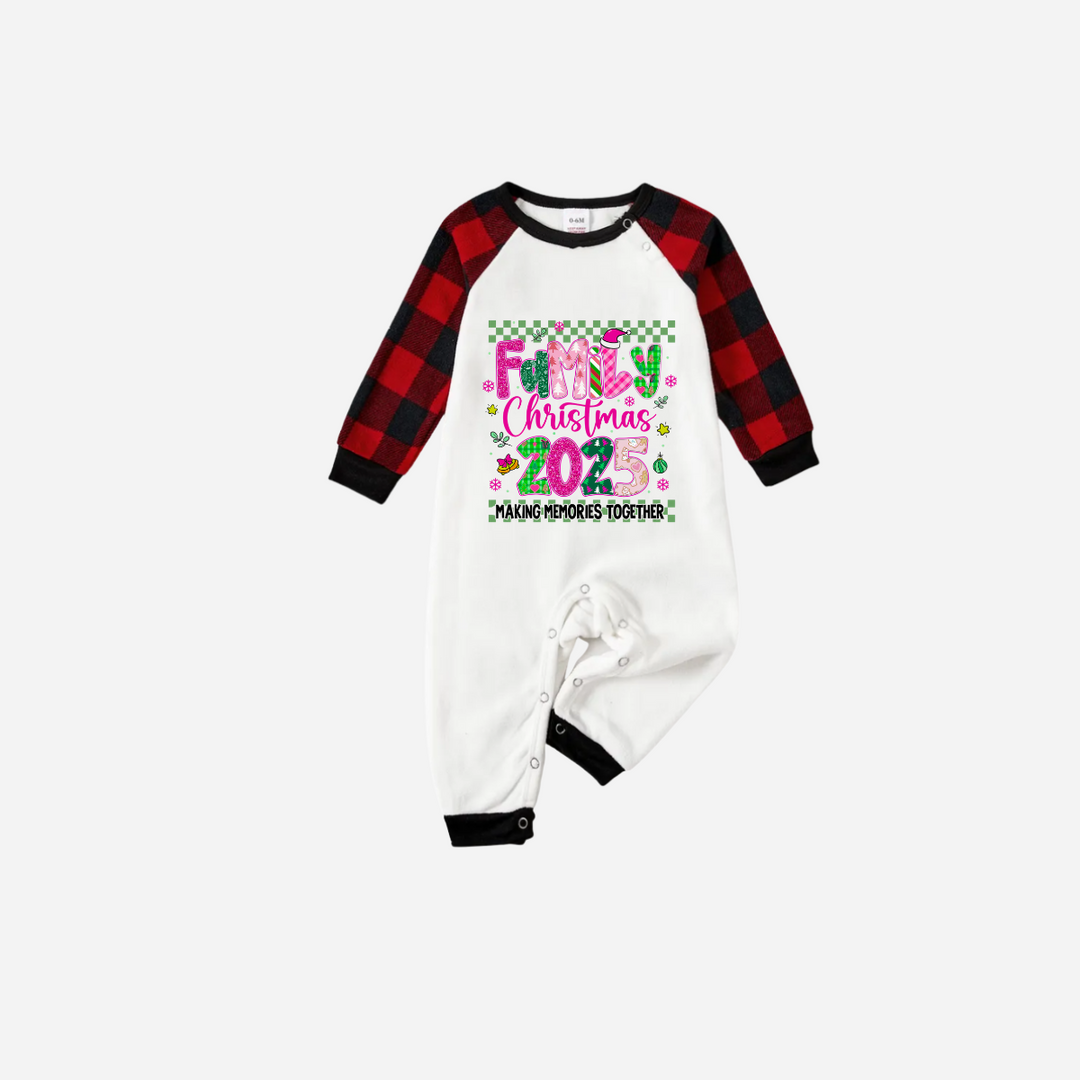 Mirla | Familjejul 2025 Faux Glitter Svart och Röd Raglanärmad Jul-Pyjamas-Set-Eva Jonsson