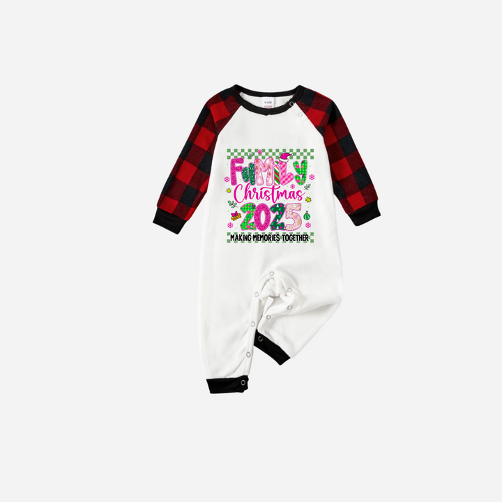 Mirla | Familjejul 2025 Faux Glitter Svart och Röd Raglanärmad Jul-Pyjamas-Set-Eva Jonsson