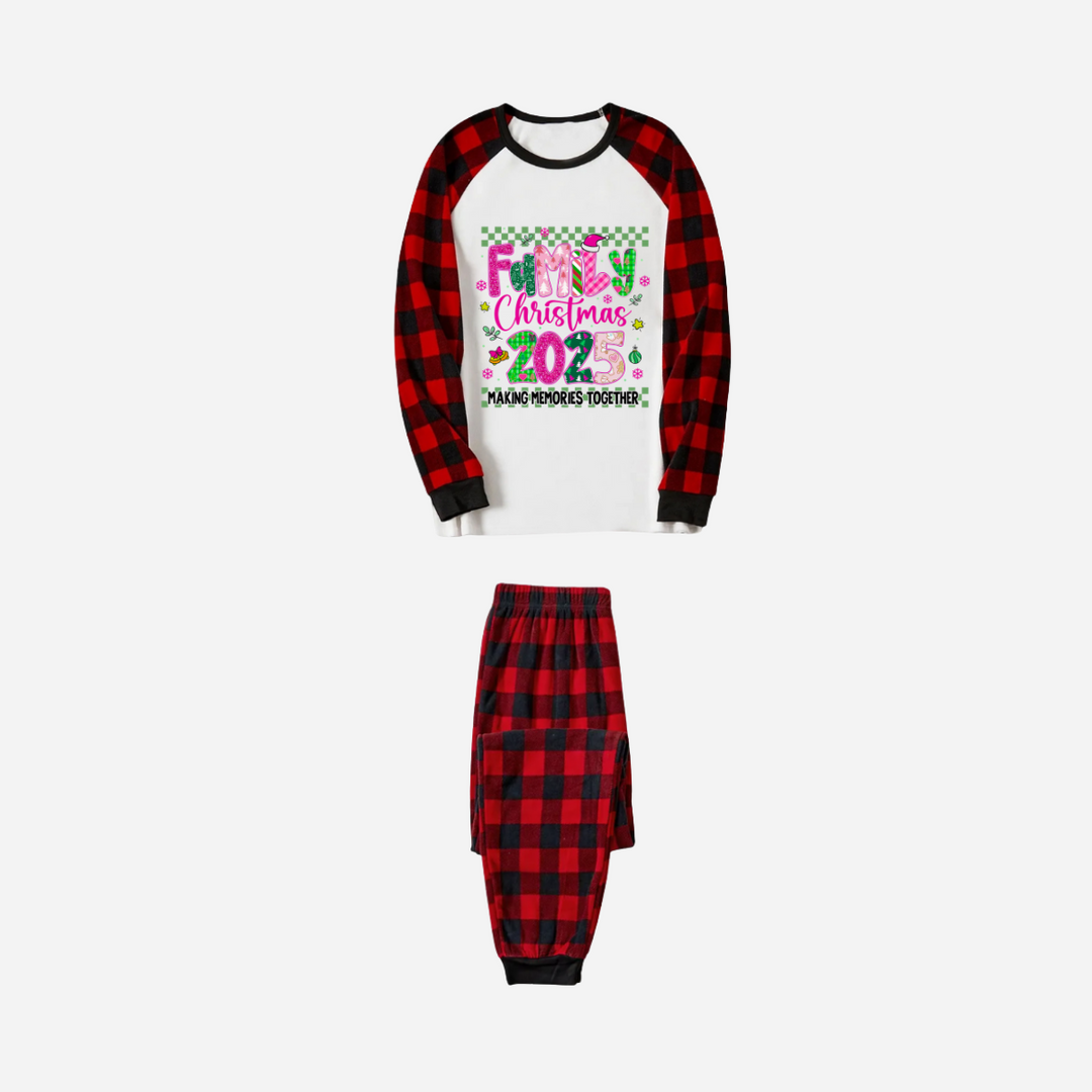 Mirla | Familjejul 2025 Faux Glitter Svart och Röd Raglanärmad Jul-Pyjamas-Set-Eva Jonsson
