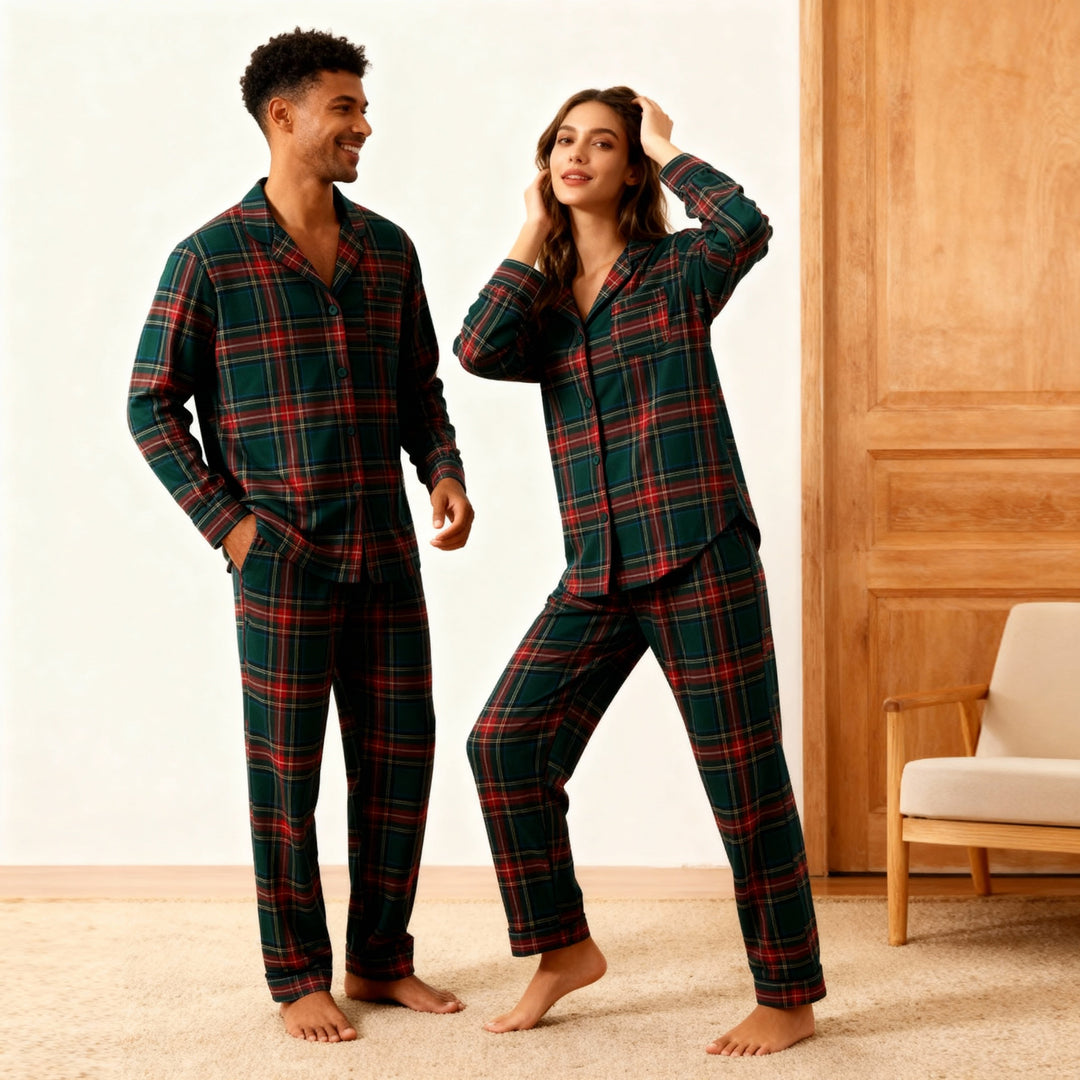 Mirla | Familjen-Jul Pläd Knapp-Framsidan-Pyjamas-Set-Eva Jonsson