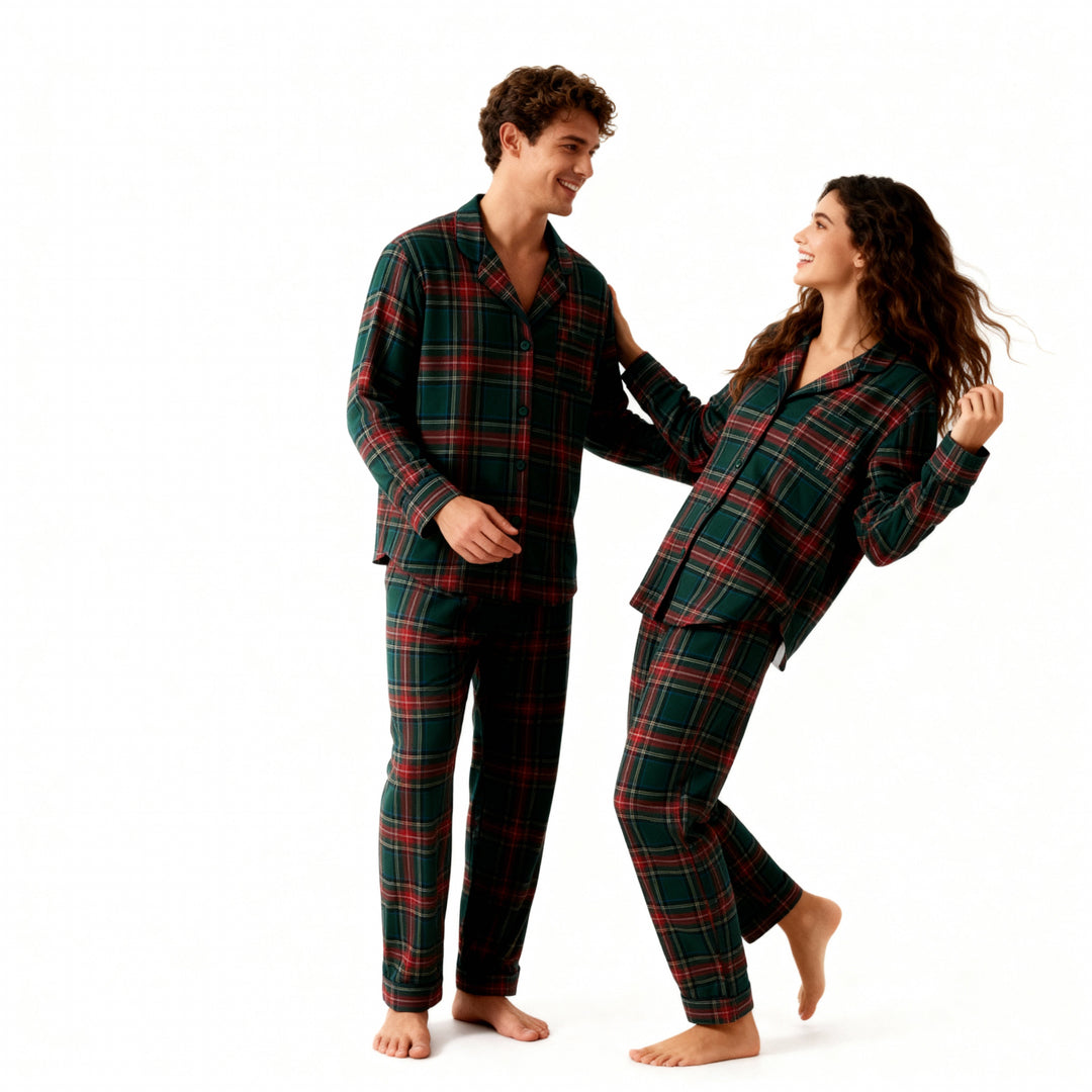 Mirla | Familjen-Jul Pläd Knapp-Framsidan-Pyjamas-Set-Eva Jonsson