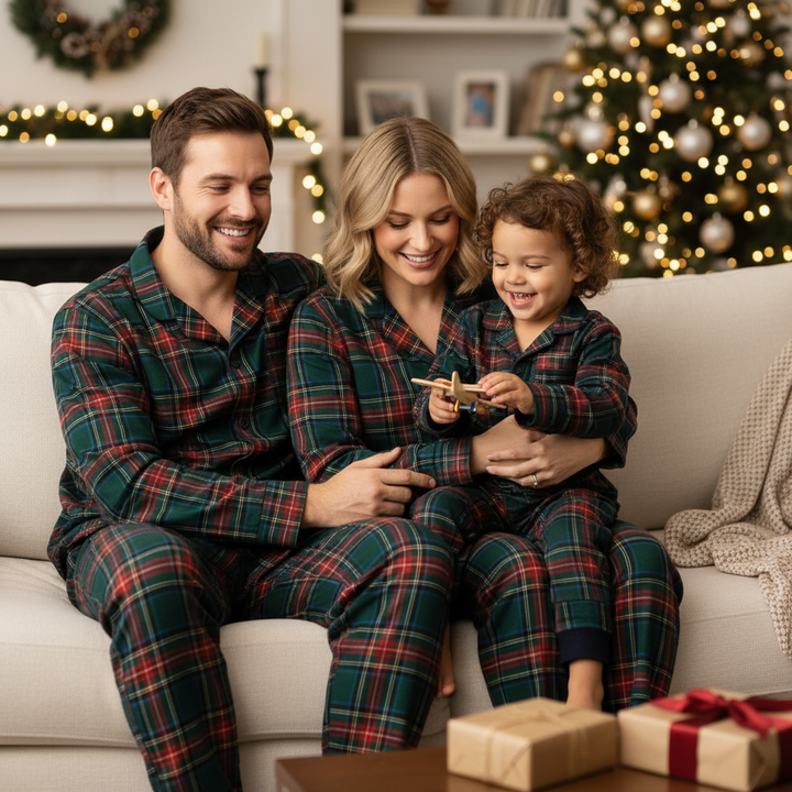 Mirla | Familjen-Jul Pläd Knapp-Framsidan-Pyjamas-Set-Eva Jonsson