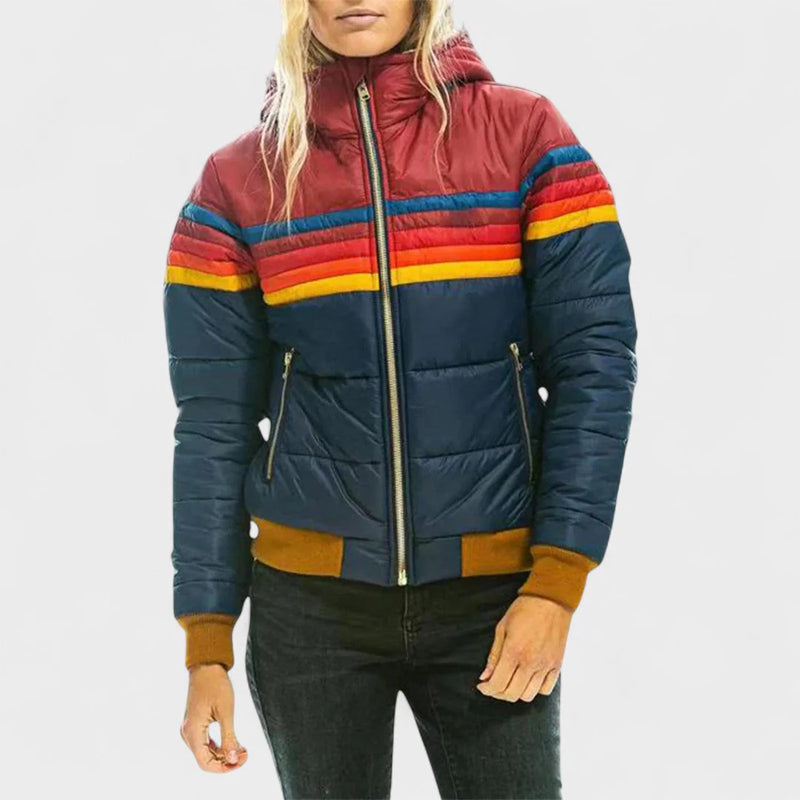 Mirla | Färgblock Huva Puffermantel-Eva Jonsson