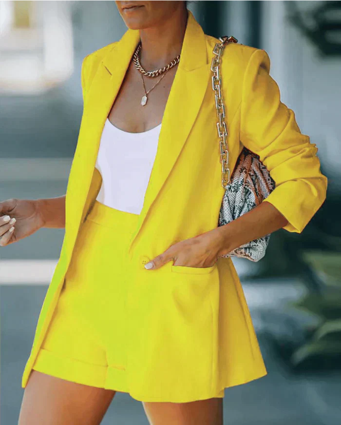 Mirla | Färgglad Blazer & Kort Set-Eva Jonsson