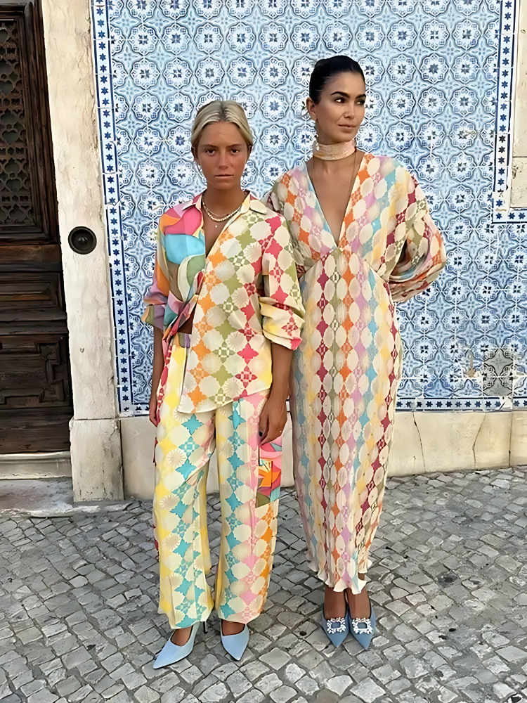 Mirla | Färgglad Geometrisk Set för Damer-Eva Jonsson