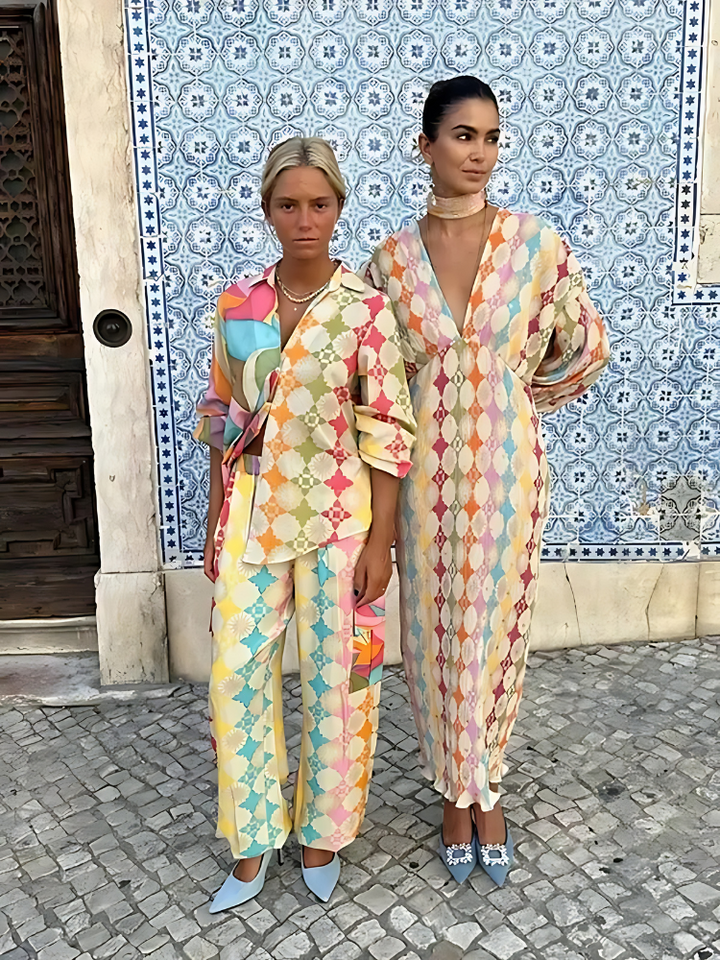 Mirla | Färgglad Geometrisk Set för Damer-Eva Jonsson