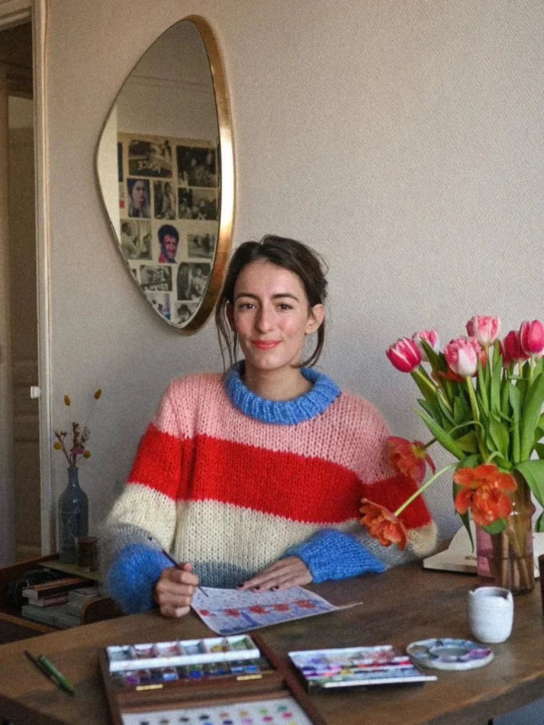 Mirla | Färgglad Randig Stickad Tröja för Avslappnade Snygga Utseenden-Eva Jonsson