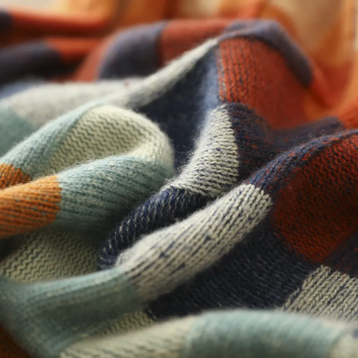 Mirla | Färgglad Rullkrage Tröja med Patchwork-Mönster-Eva Jonsson