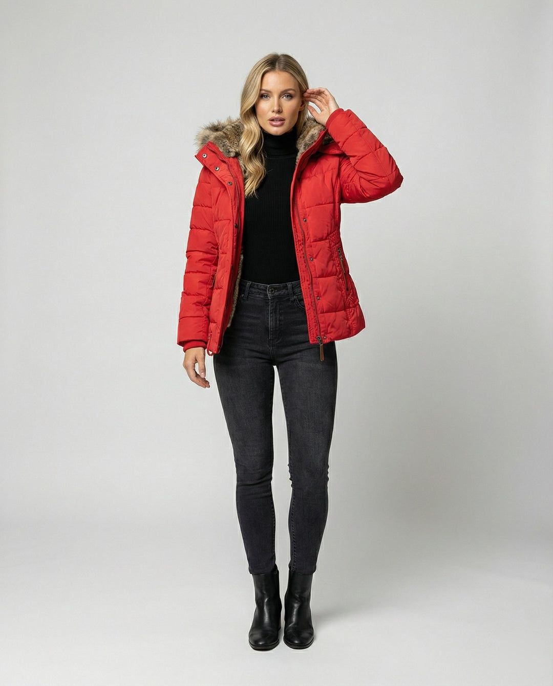 Mirla | Fashionabel vinterjacka, varm fodrad med huva-Eva Jonsson