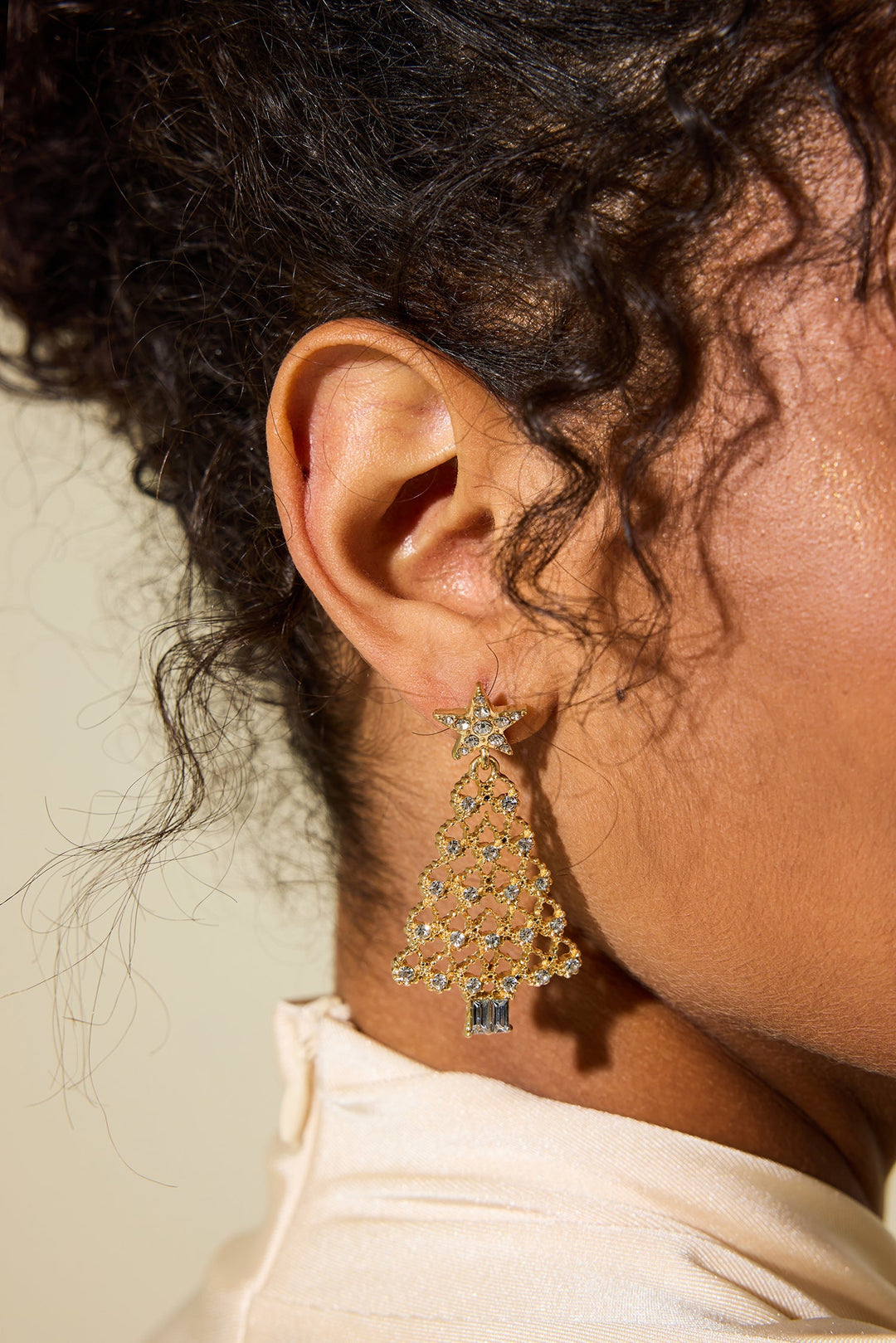 Mirla | Faux Diamond Christmas Tree Drop Earrings-Eva Jonsson