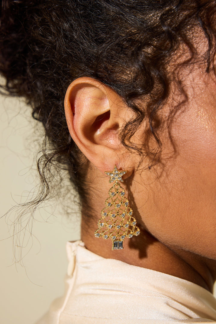 Mirla | Faux Diamond Christmas Tree Drop Earrings-Eva Jonsson