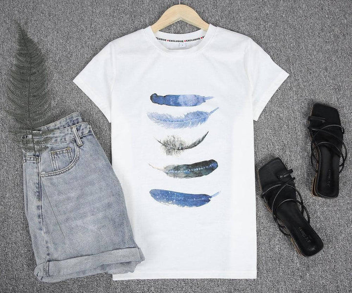 Mirla | Feder Kortärmad T-shirt-Eva Jonsson