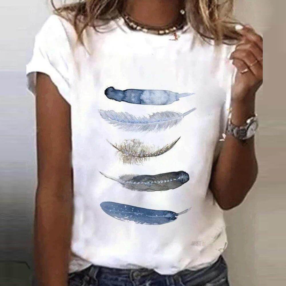 Mirla | Feder Kortärmad T-shirt-Eva Jonsson