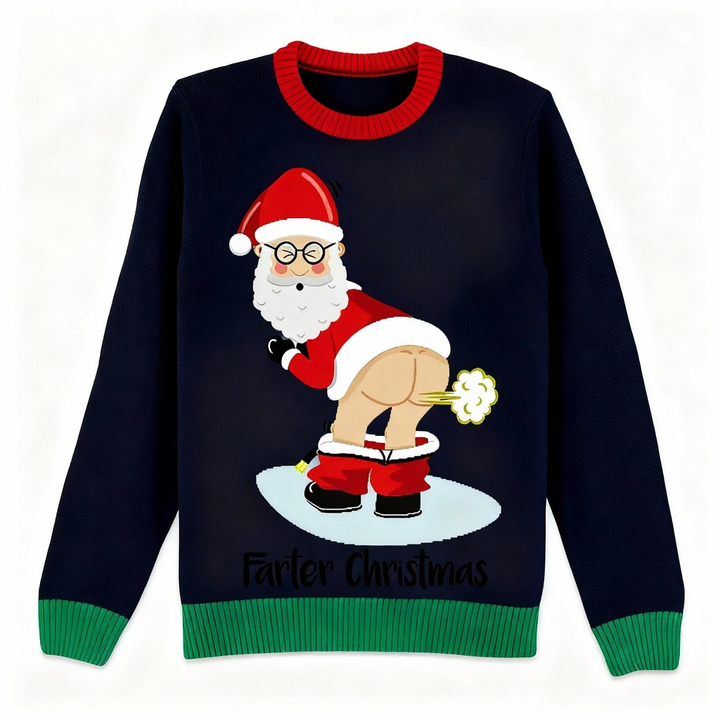 Mirla | Festive & Bold: Crazy Santa Print Christmas Sweater-Eva Jonsson