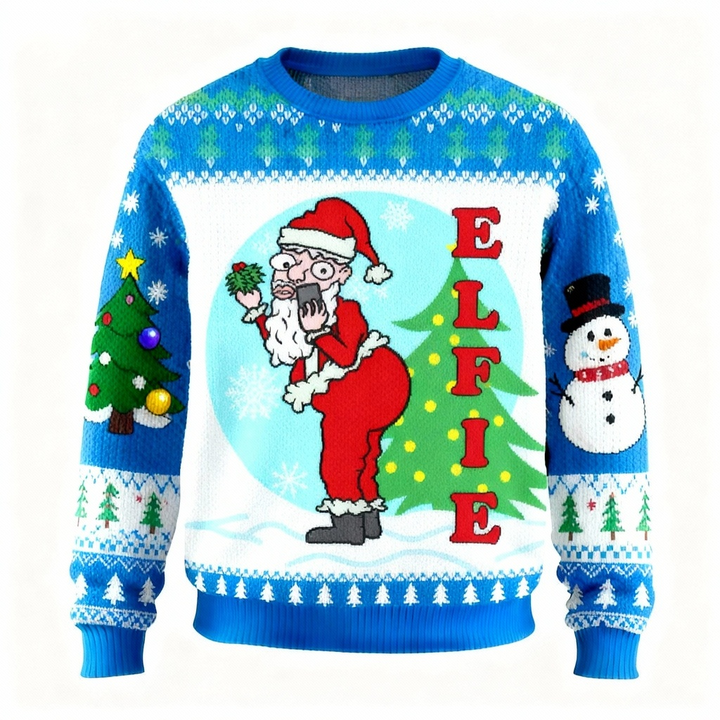 Mirla | Festlig Goofy Santa Print Högtid Pullover - Ultimatråkig Julfest-Outfit-Eva Jonsson