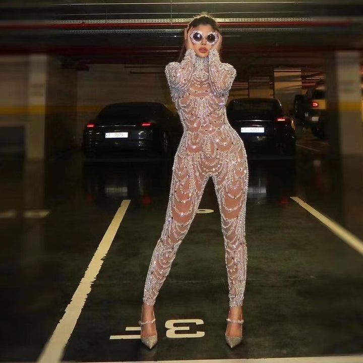 Mirla | Figurformande Genomskinlig Paljettklänning Jumpsuit-Eva Jonsson