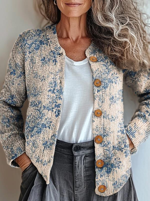Mirla | Finstickad Mönstrad Jacka-Eva Jonsson