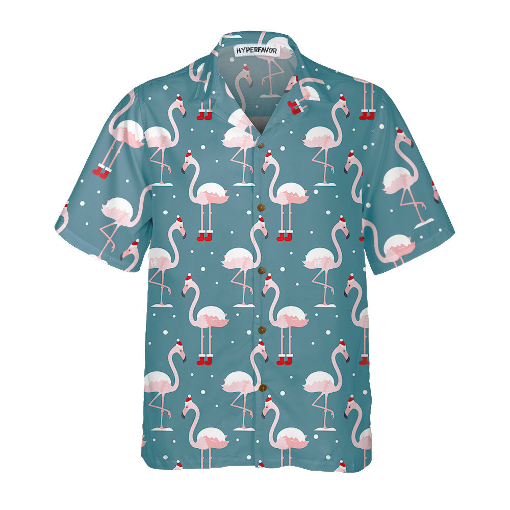 Mirla | Flamingo På Julsemester Hawaii Skjorta Flamingo I Jultomte Hatt Julskjorta Bästa Julklappsidé-Eva Jonsson