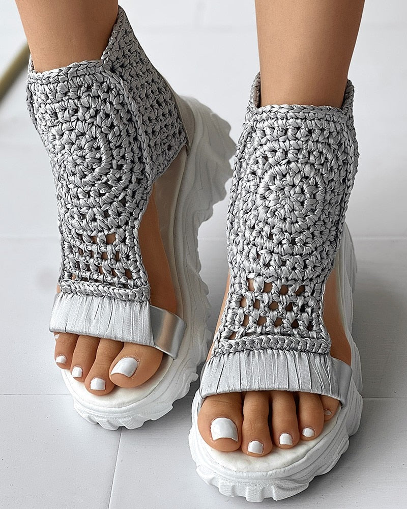 Mirla | Flätad Geometri-Sandaler Dam Sommar Kilsandaler-Eva Jonsson