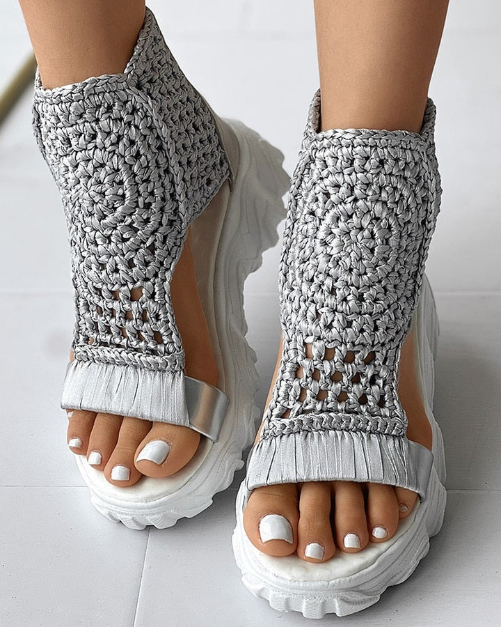 Mirla | Flätad Geometri-Sandaler Dam Sommar Kilsandaler-Eva Jonsson