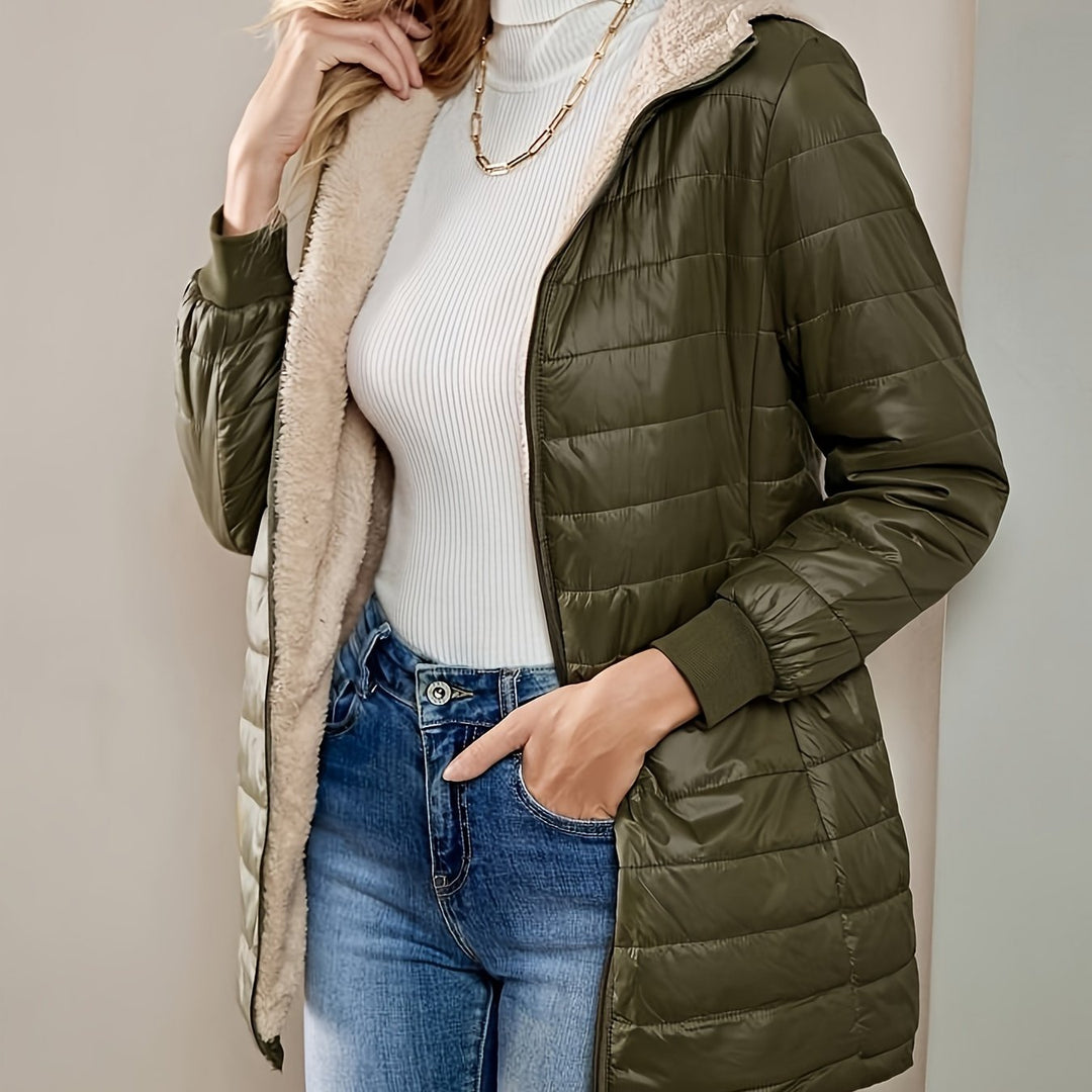 Mirla | Fleece Fodrad Jacka med Dragkedja-Eva Jonsson