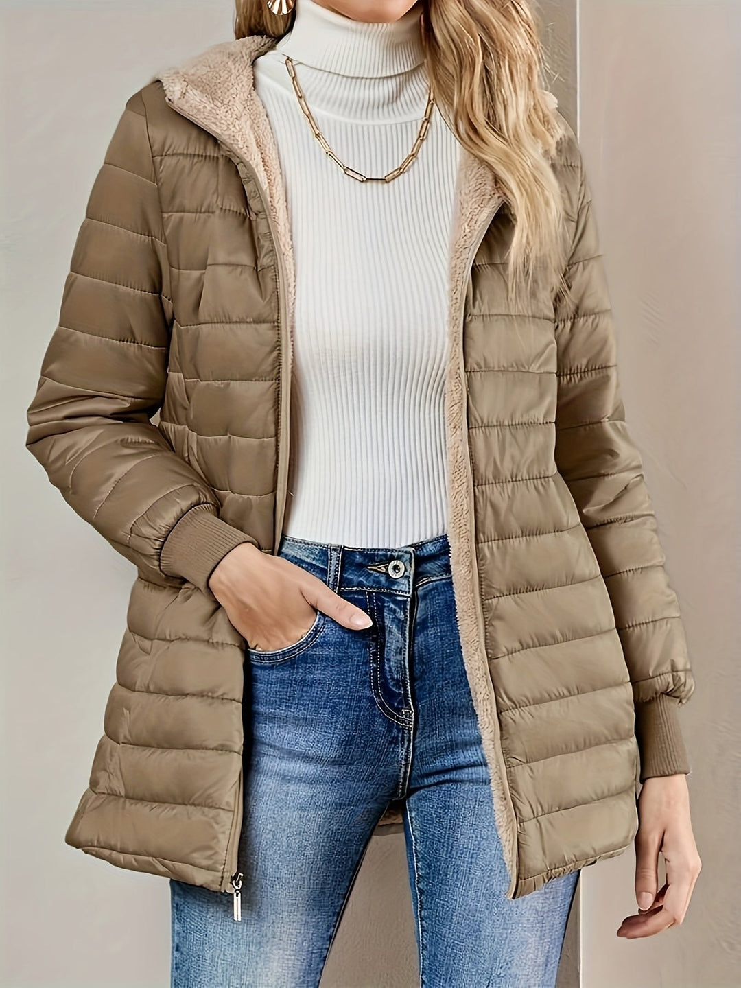 Mirla | Fleece Fodrad Jacka med Dragkedja-Eva Jonsson
