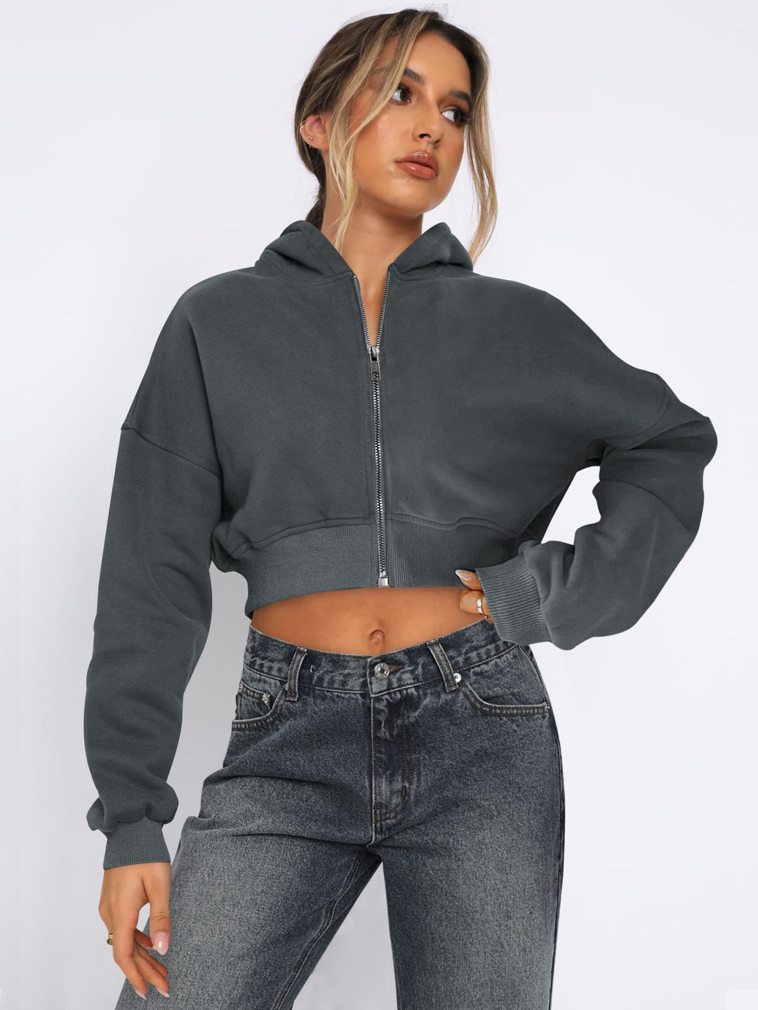 Mirla | Fleece-Hoodie med Dragkedja-Eva Jonsson
