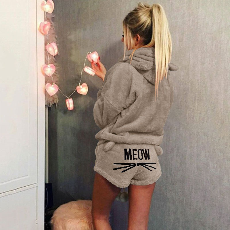 Mirla | Fleece Lounge-Pyjama-set för damer med huva-Eva Jonsson