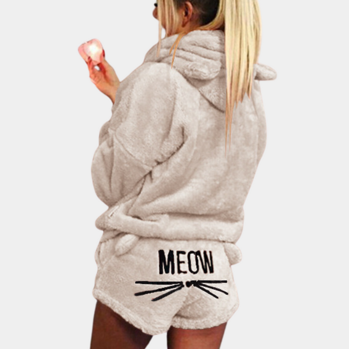 Mirla | Fleece Lounge-Pyjama-set för damer med huva-Eva Jonsson