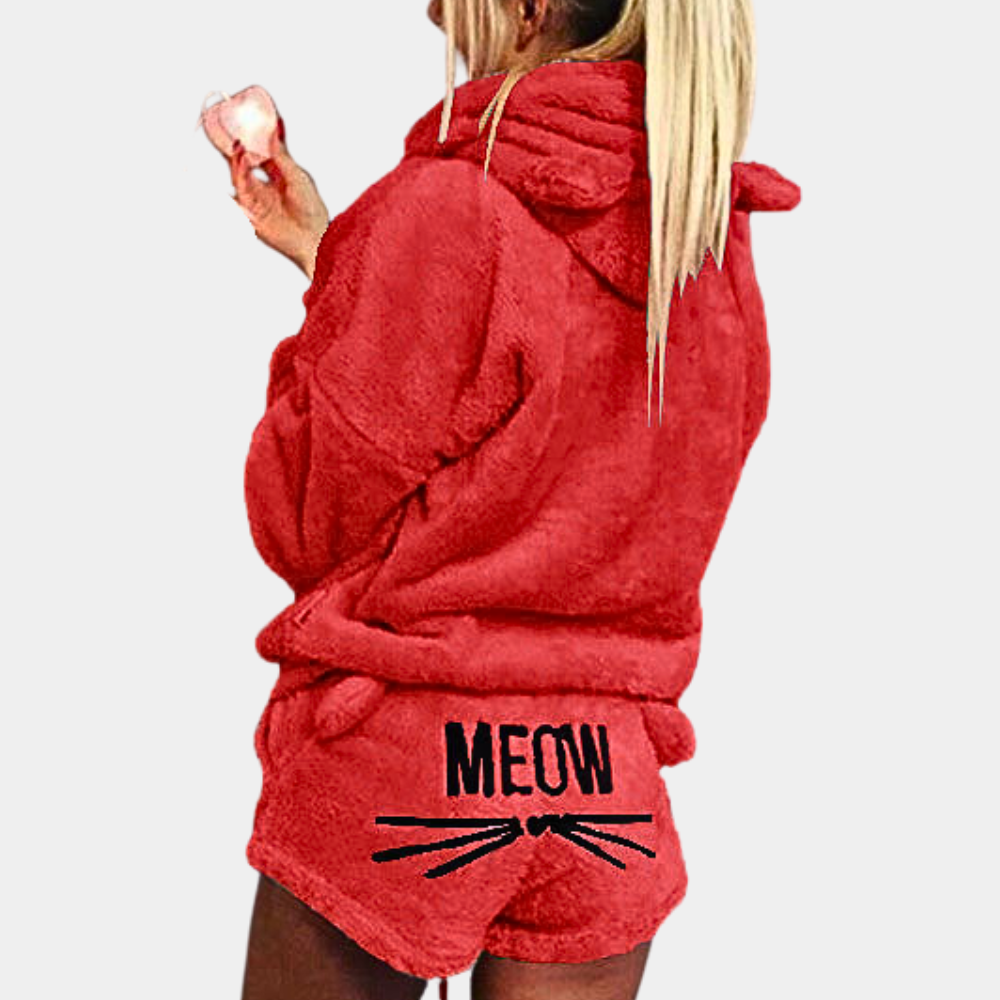 Mirla | Fleece Lounge-Pyjama-set för damer med huva-Eva Jonsson